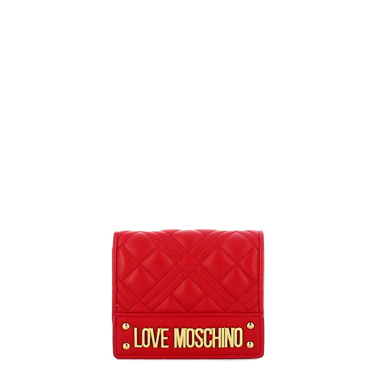 Portafoglio Piccolo Shiny Quilted Rosso ROSSO Love Moschino | Bagalier.com