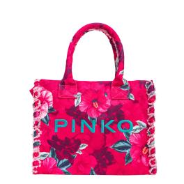 Pinko Shopper Beach in canvas riciclato Multicolor Fuxia Rosa - 1