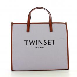 Twin Set Shopper in Canvas con logo - 1